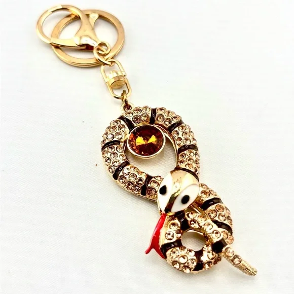 Woodland Bling Keychain Purse Charm Bundle - Lot of 3 (Owl, Bee, Snake) - Picture 4 of 7